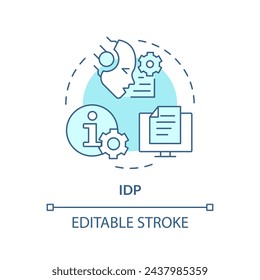 IDP ai soft blue concept icon. Intelligent document processing. Data management. Round shape line illustration. Abstract idea. Graphic design. Easy to use in infographic, presentation