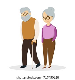 Idsolated cute elderly couple on white background.