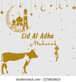 Idul Adha design illustration. Islamic and Arabic Background for Muslim Community Festival. Muslim holidays. Modern Islamic suitable for Hari Raya, Eid al-Adha.