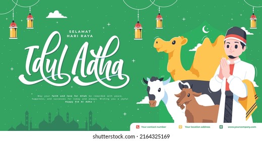 Idul Adha Means Happy Eid Mubarak Banner Design