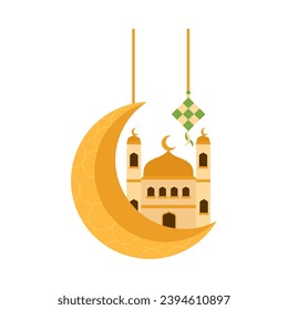 idul fitri decorations illustration vector isolated