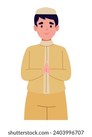 idul fitri man charatcer isolated illustration