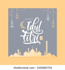idul fitri means indonesian eid mubarak card template design