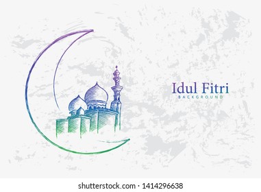 Idul fitri sketch background vector
