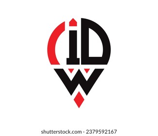 IDW letter location shape logo design. IDW letter location logo simple design.