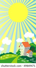 Idyllic landscape with the house