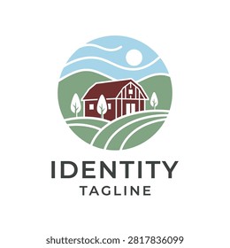 Idyllic rural setting symbol for agricultural business identity.
