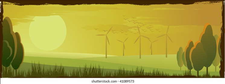 idyllic sunset landscape