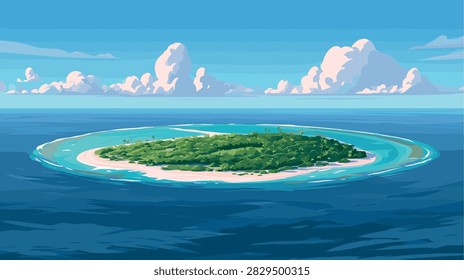 Idyllic Tropical Island Landscape with Sandy Beach and Clear Blue Ocean