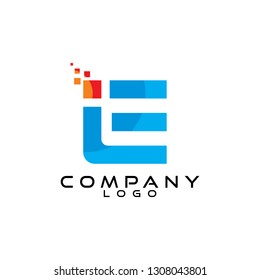 ie, ei, le, el letter logo design for tech, it, ict industrial vector