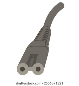 IEC connector. Two-pin connector for connecting a power cord to an electrical appliance. Wired technologies. Electrical goods and power adapters. Vector illustration