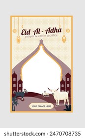 Ied adha Illustration logo vector graphic flyer background
