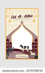 Ied adha Illustration logo vector graphic flyer background