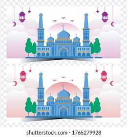 Fondo Islámico Ied Adha Mubarak, Fondo de Tarjeta de Saludo Islámica Ramadan Kareem. Puede usarse para saludar, tarjeta, pancarta, promoción, fondo de mezquita ilustración de banner plano