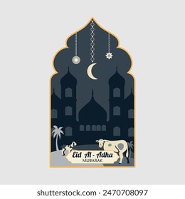 Ied Al Adha logo Vector ilustración gráfica en el fondo 