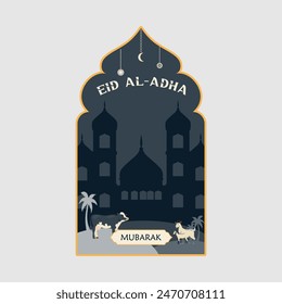 Ied Al Adha logo Vector ilustración gráfica en el fondo 