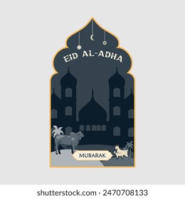 Ied Al Adha logo Vector ilustración gráfica en el fondo 