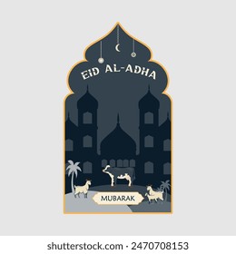 Ied Al Adha logo Vector ilustración gráfica en el fondo 