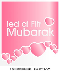 ied al fitr mubarak has mean muslim event, vector with background cream love theme for greeting card or poster