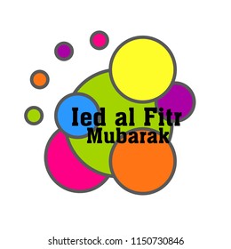 ied al fitr mubarak has mean muslim event, cute label, logo, background with circle illustration, vector
