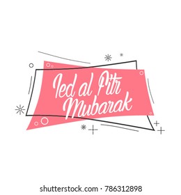 ied al fitri mubarak has mean muslim event, beautiful greeting card with pink label