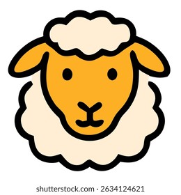 Ied al-Adha icon vector of sheep symbolizing qurban animal for Islamic sacrifice celebration.