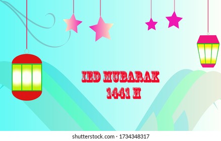 Ied Mubarak 1441 mit Laternen und Sternen