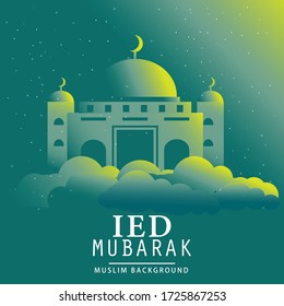 Mubarak Grußkarte Hintergrund mit grüner Moschee