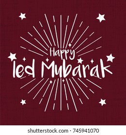 ied mubarak greeting card with retro vintage red background 