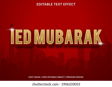 ied mubarak text effect template with bold style use for business logo and brand
