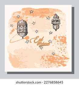 ied mubarak text hand lettering with abstract background. EPS 10
