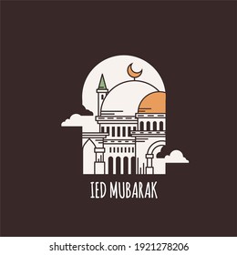 IedMubarak, Islamic days of Ied. Illustration vector graphics of mosque. perfect for posters, wallpapers, greeting cards, etc.