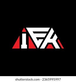 IEK triangle letter logo design with triangle shape. IEK triangle logo design monogram. IEK triangle vector logo template with red color. IEK triangular logo Simple, Elegant, and Luxurious design.