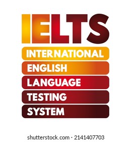 IELTS International English Language Testing System - international standardized test of English language proficiency for non-native English language speakers, text concept background