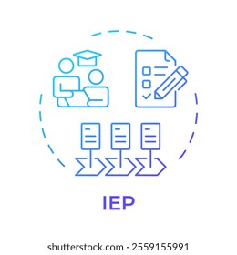 IEP blue gradient concept icon. Individualized education program for disabled students. Special learning. Round shape line illustration. Abstract idea. Graphic design. Easy to use in blog post