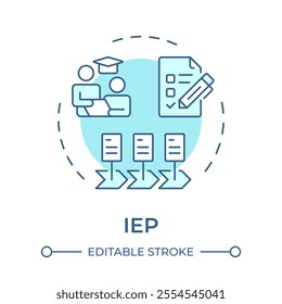 IEP soft blue concept icon. Individualized education program for disabled students. Special learning. Round shape line illustration. Abstract idea. Graphic design. Easy to use in blog post