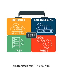 IETF - Internet Engineering Task Force Acronym. Business Concept Background.  Vector Illustration Concept With Keywords And Icons. Lettering Illustration With Icons For Web Banner, Flyer, Landing Pag