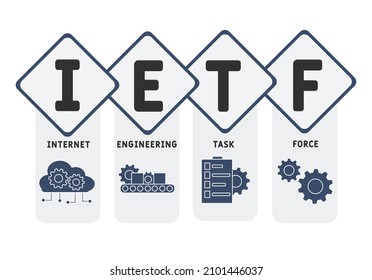 IETF - Internet Engineering Task Force Acronym. Business Concept Background.  Vector Illustration Concept With Keywords And Icons. Lettering Illustration With Icons For Web Banner, Flyer, Landing Pag