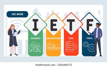 IETF - Internet Engineering Task Force Acronym. Business Concept Background.  Vector Illustration Concept With Keywords And Icons. Lettering Illustration With Icons For Web Banner, Flyer, Landing Page