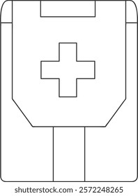 IFAK first aid kit line black color, military equipment icon.