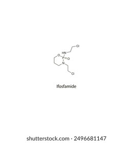 Ifosfamid flaches Skelett molekulare Struktur Antineoplastisches Medikament in der Krebsbehandlung verwendet. Wissenschaftliches Vektorgrafik.