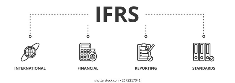 Conceito de ilustração vetorial de banner IFRS para normas internacionais de relato financeiro 