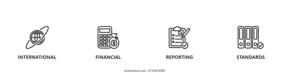 Conceito de ilustração vetorial de banner IFRS para normas internacionais de relato financeiro 