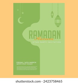 Iftar Celebration: Ramadan Mubarak Invitation Poster Design - Elegant Islamic Artistry for Festive Gatherings. Host the Ultimate Iftar Party with Our Inviting Designs!