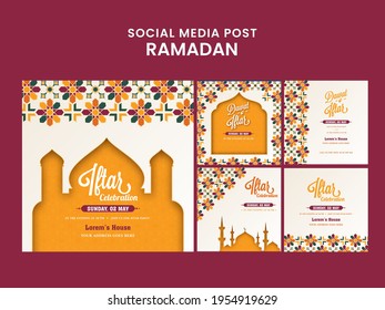 Iftar Celebration Social Media Post, Invitation Or Template Design In Five Options.