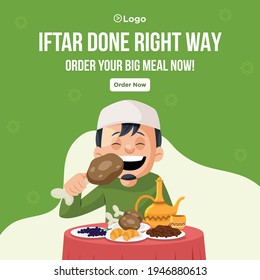 Iftar done right way banner design. Vector graphic illustration.