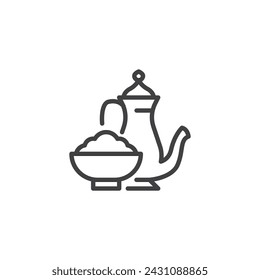 Iftar Feast Line Icon. lineares Style-Zeichen für mobiles Konzept und Webdesign. Iftar Mahlzeit Umriss Vektor-Symbol. Symbol, Logo-Darstellung. Vektorgrafik