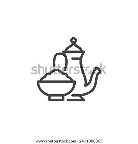 Iftar Feast line icon. linear style sign for mobile concept and web design. Iftar meal outline vector icon. Symbol, logo illustration. Vector graphics