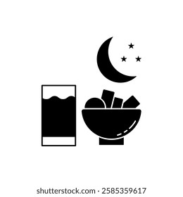 Iftar food concept line icon.Containing muslim, ramadan, food, islam, celebration, religion, islamic