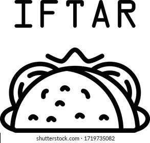 Iftar food meal concept, Breaking the fast vector icon design, Ramazan kareem and Islamic Symbols on white background,